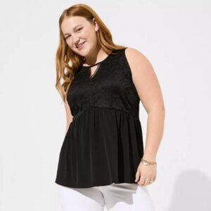Torrid Studio Knit Keyhole Lace Babydoll Tank Size 3